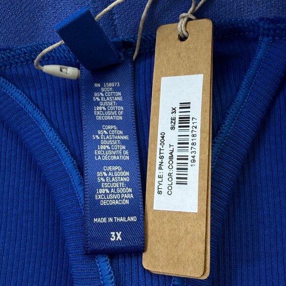 SKIMS Cotton Rib Thong Cobalt 3X - Picture 8 of 11